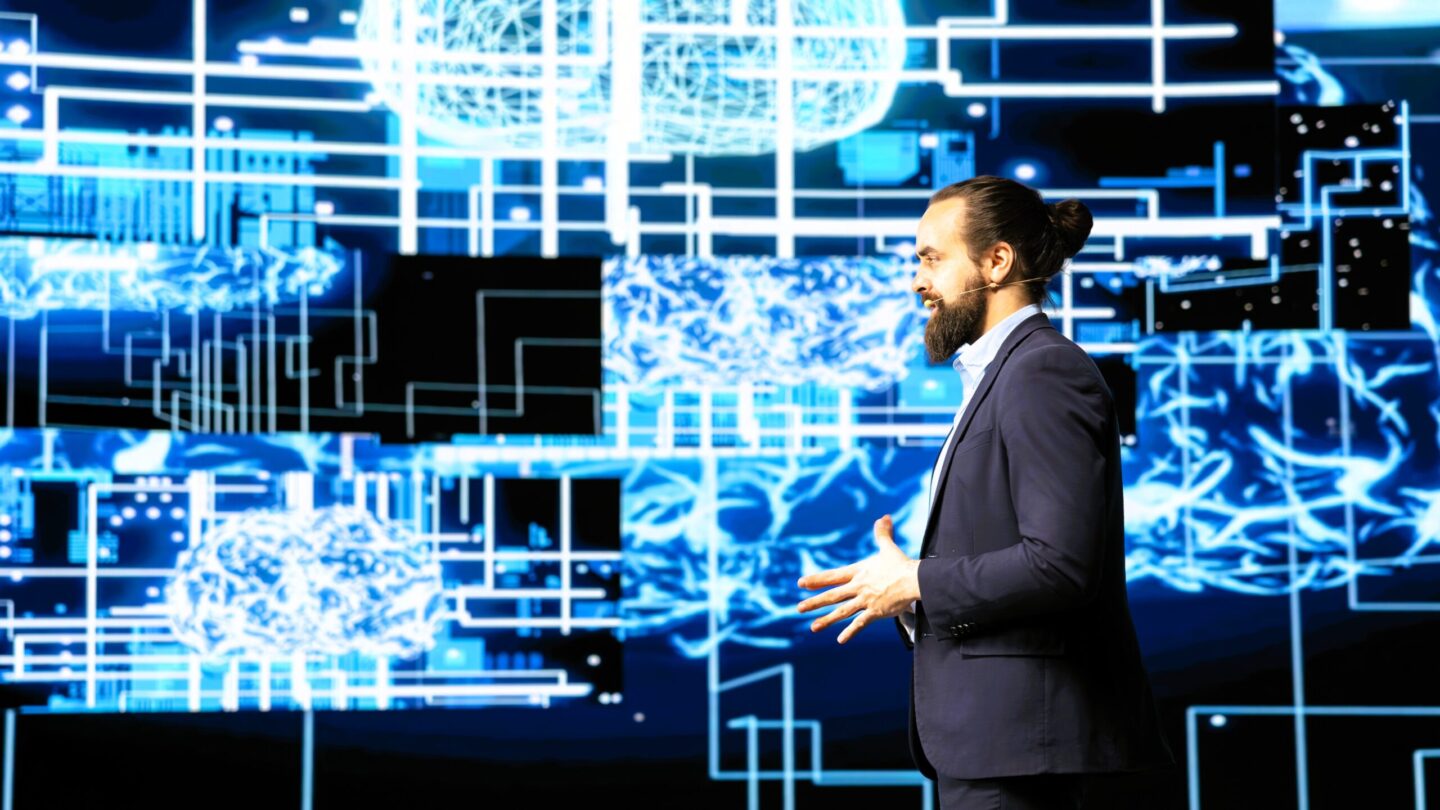 Technician expert making ai brain neural networks business pitch original 3552164